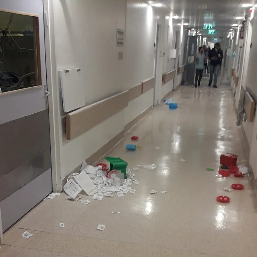 הנזק שנגרם בביה''ח הדסה הר צופים בעקבות אירוע האלימות