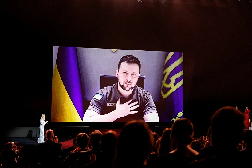 הנשיא זלנסקי נואם בפסטיבל קאן