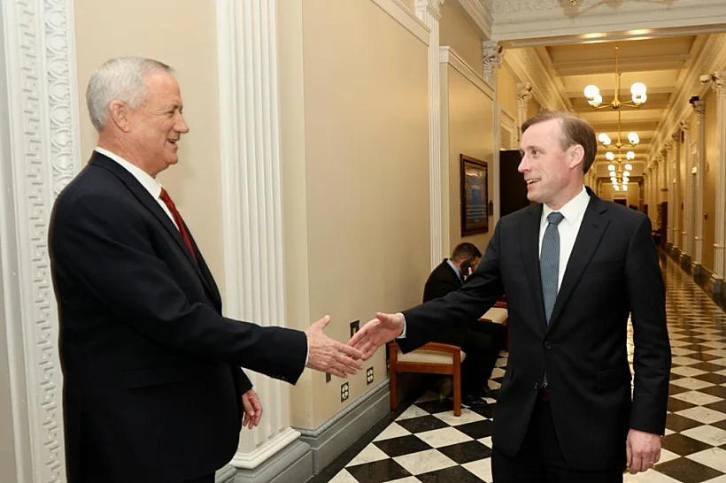 שר הביטחון בני גנץ בבית הלבן עם היועץ לביטחון לאומי של ארה''ב ג'ייק סאליבן