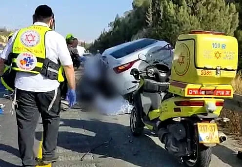 זירת התאונה בכביש 6 סמוך למחלף נחשונים