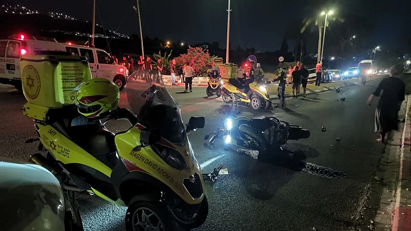 זירת התאונה שבה נהרג אבירם זייד בטבריה