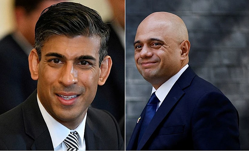 שר הבריאות הבריטי סאג'יד ג'אוויד (מימין), ושר האוצר הבריטי רישי סונאק