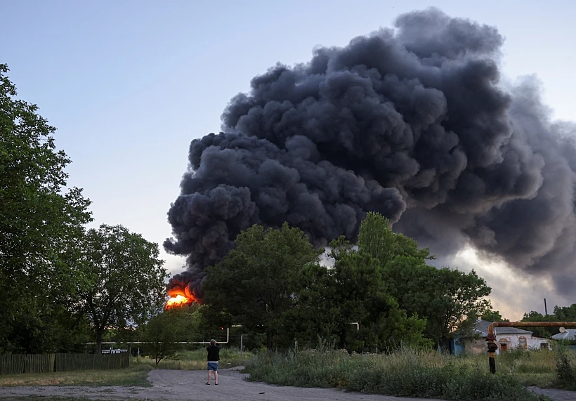 הפגזות הצבא הרוסי במחוז דונייצק שבמזרח אוקראינה