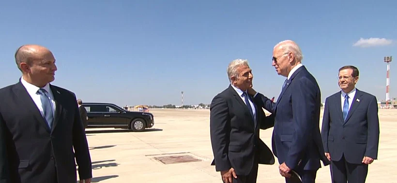 ביידן מתקבל על ידי הנשיא הרצוג, רה''מ לפיד וראש הממשלה החליפי בנט