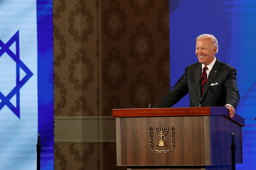 נשיא ארה''ב ג'ו ביידן לאחר החתימה על הצהרת ירושלים