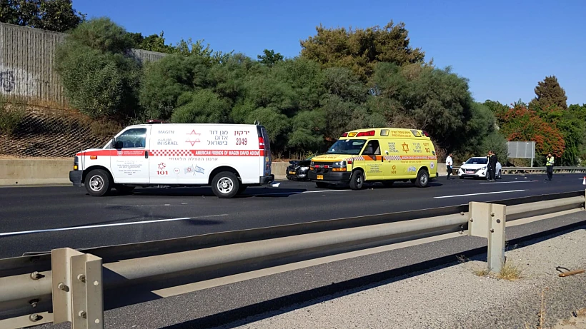 זירת התאונה בה נהרג רוכב האופנוע בכביש 5