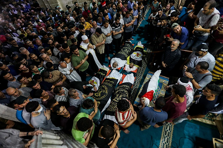 טקסי הלוויות ברצועת עזה לאחר מותם של כמה מבכירי הכ'יהאד האיסלאמי