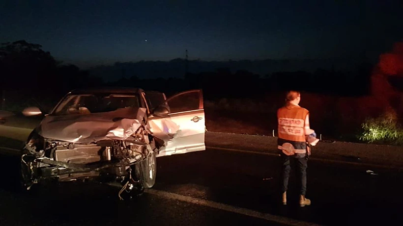 זירת התאונה בכביש 4