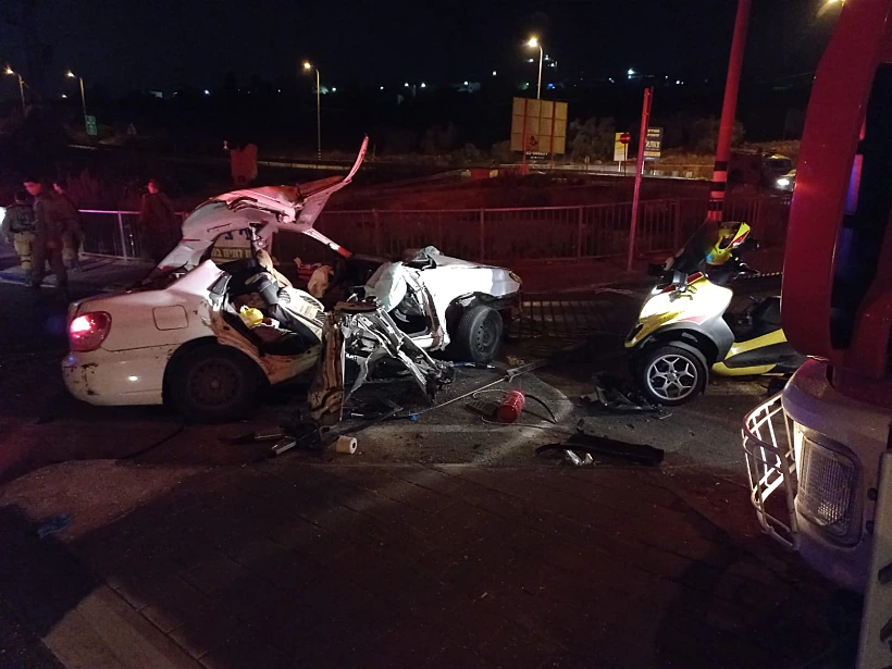 זירת התאונה בצומת גיתי אבישר בשומרון