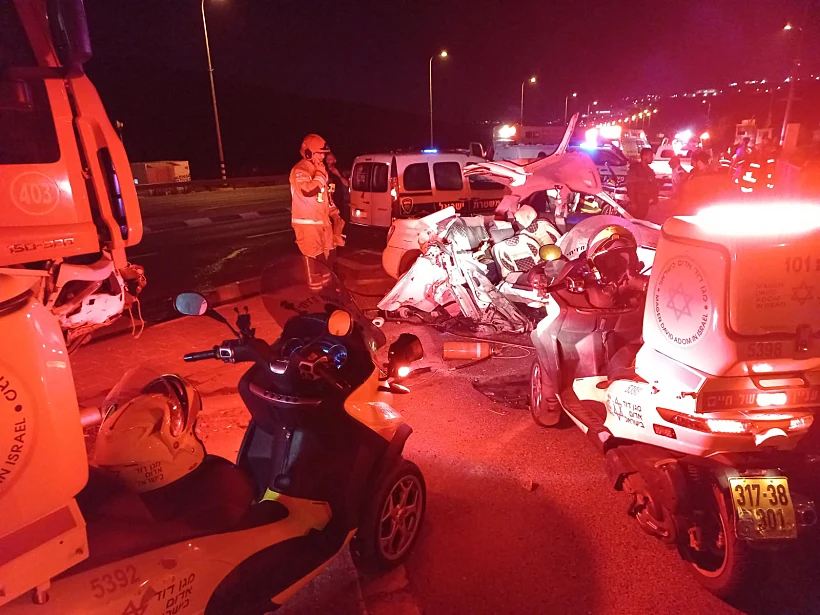 זירת התאונה בצומת גיתי אבישר בשומרון