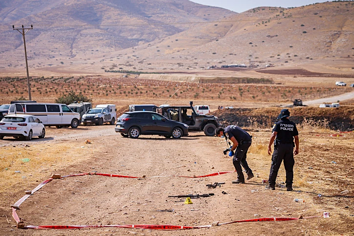 זירת פיגוע הירי לעבר אוטובוס בבקעת הירדן