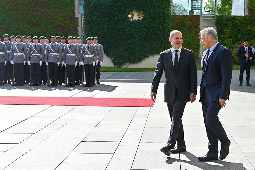 רה''מ יאיר לפיד וקנצלר גרמניה אולף שולץ בלשכת הקנצלר בברלין