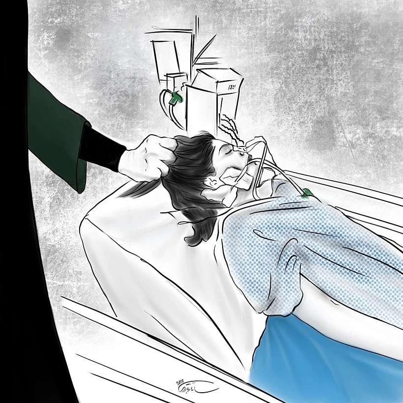 איור לשהופץ באיראן לזכרה של מחסה אמיני בת ה-22