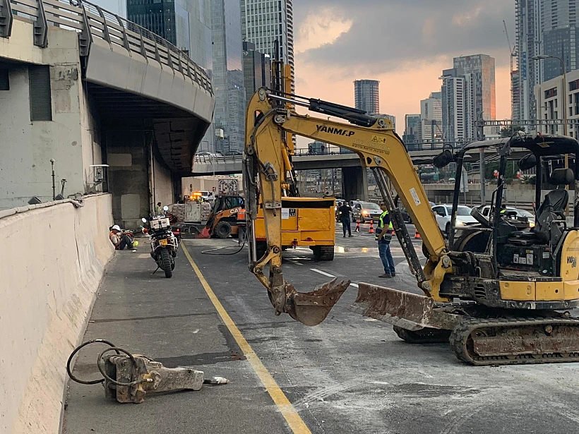 העבודות באזור הבולען הבוקר בנתיבי איילון