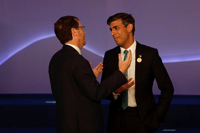 הנשיא הרצוג יחד עם רה''מ בריטניה רישי סונאק