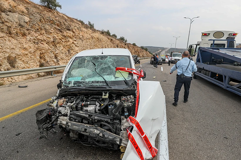 רכב מעורב בתאונה שביצע המחבל בכביש 5