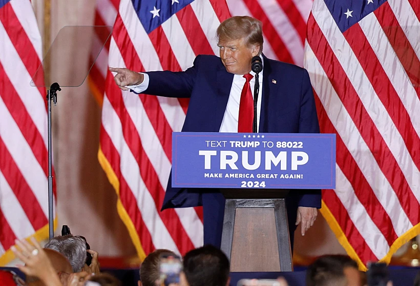 דונלד טראמפ בהכרזה על מועמדתו בבחירות 2024