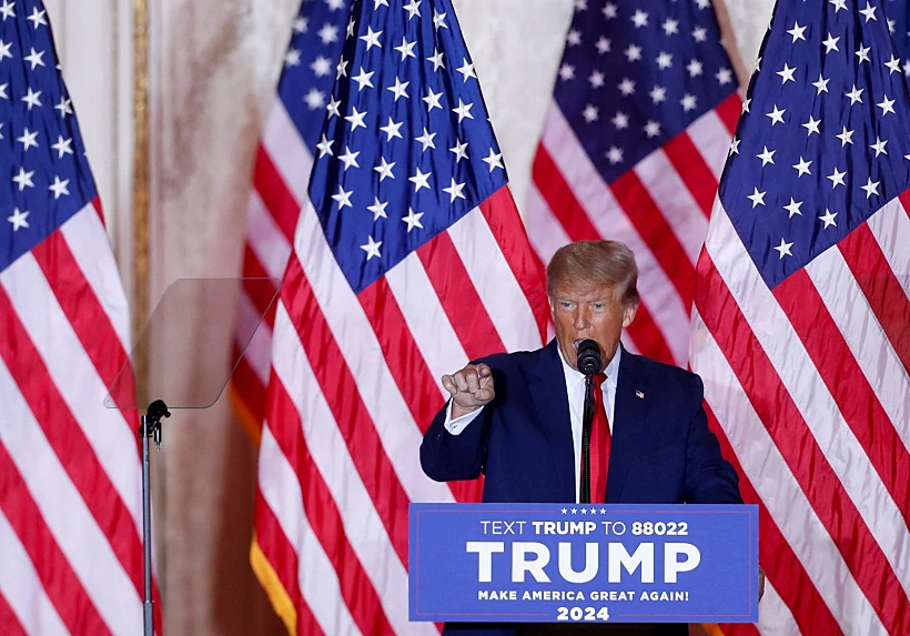 דונלד טראמפ בהכרזה על מועמדתו בבחירות 2024
