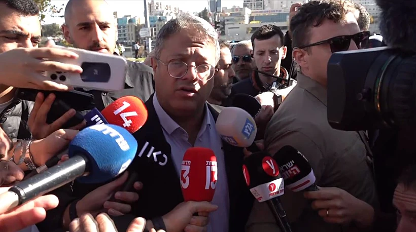 ח''כ איתמר בן גביר בזירת הפיגוע בירושלים