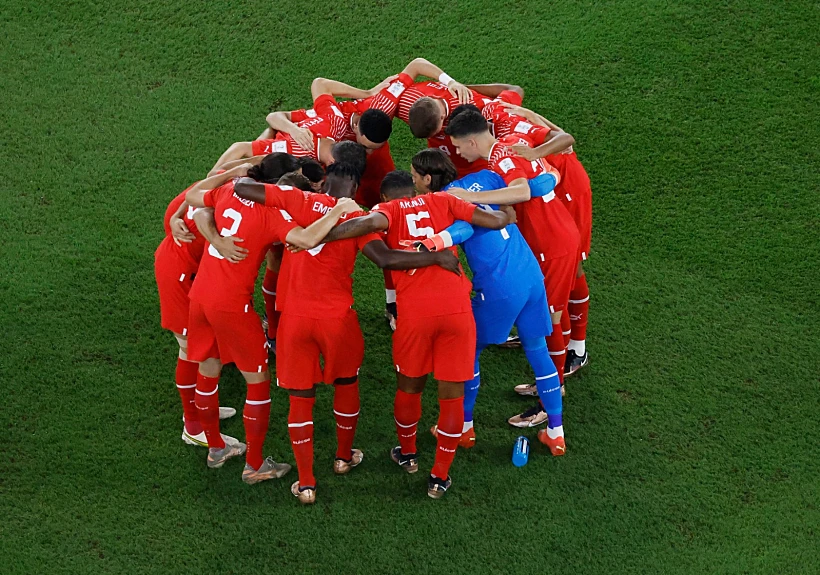 נבחרת שווייץ לפני המשחק מול ברזיל, מונדיאל 2022, קטר