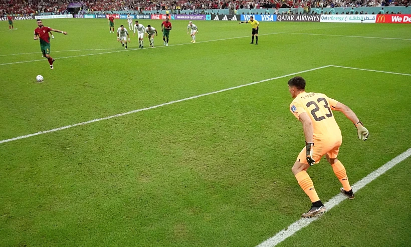 ברונו פרננדש כובש בפנדל מול אורוגוואי, פורטוגל, מונדיאל 2022 קטר