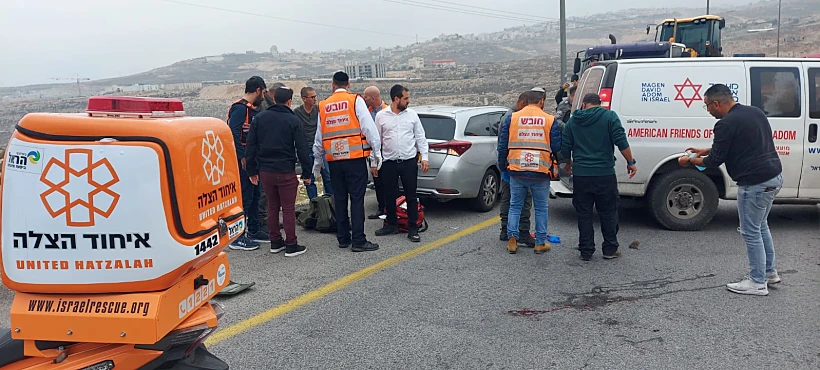זירת פיגוע הדריסה בכביש 60, בנימין