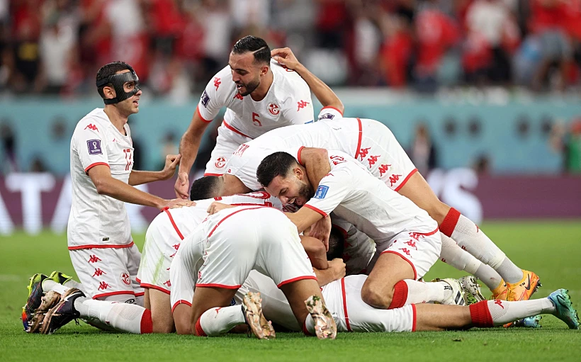 נבחרת תוניסיה חוגגת שער מול צרפת מונדיאל 2022 בקטר