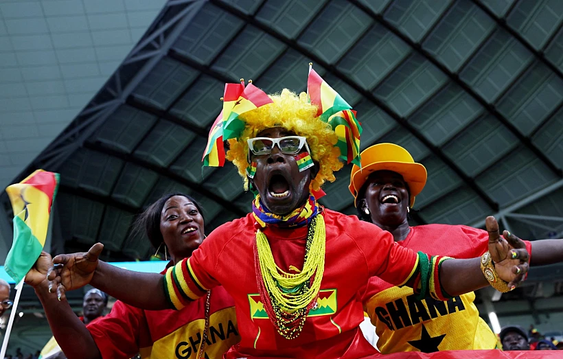 אוהדי גאנה לפני המשחק מול אורוגוואי