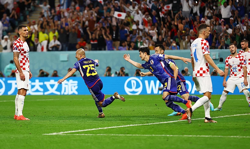 יפן חוגגת שער יתרון מול קרואטיה מונדיאל 2022 בקטר