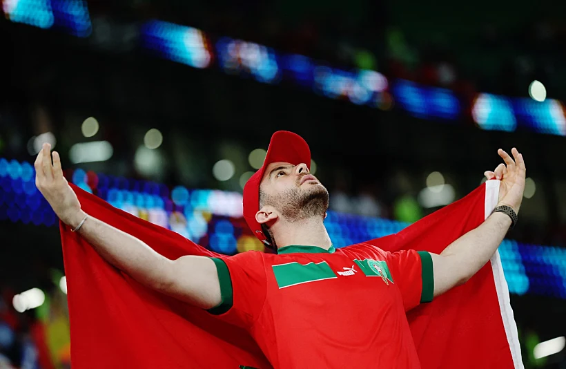 אוהד מרוקו לפני המשחק מול ספרד מונדיאל 2022 בקטר