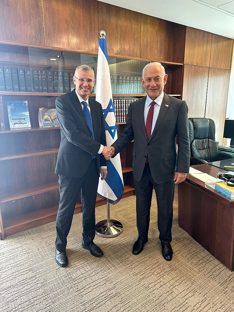 בנימין נתניהו ויריב לוין לאחר היבחרו ליו''ר הכנסת