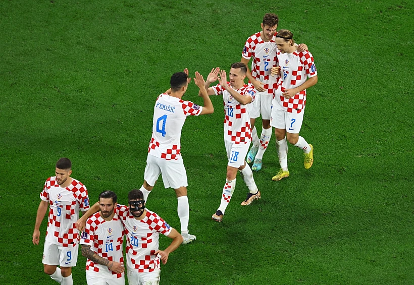 הקרואטים חוגגים את השער השני מול מרוקו