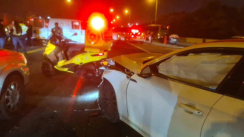 זירת התאונה בנתיבי איילון