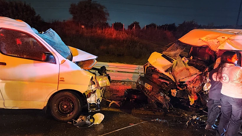 זירת התאונה בסמוך למחלף אייל