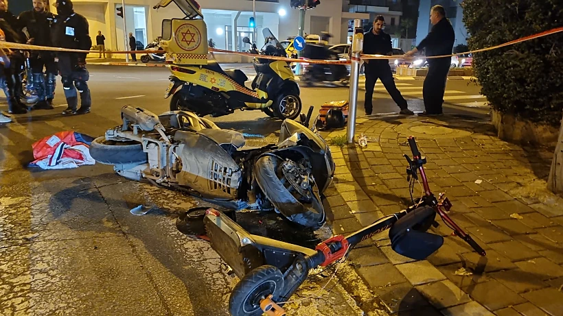 זירת התאונה בפתח תקווה