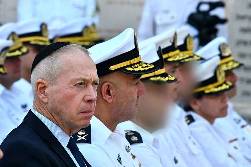 שר הביטחון יואב גלנט בטקס האזכרה לחללי הצוללת אח''י ''דקר''