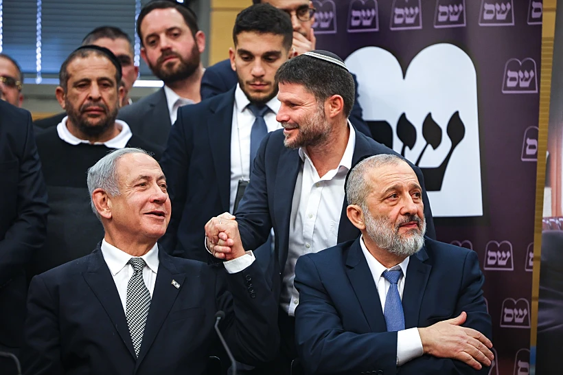 אריה דרעי, ראש הממשלה נתניהו והשר בצלאל סמוטריץ'