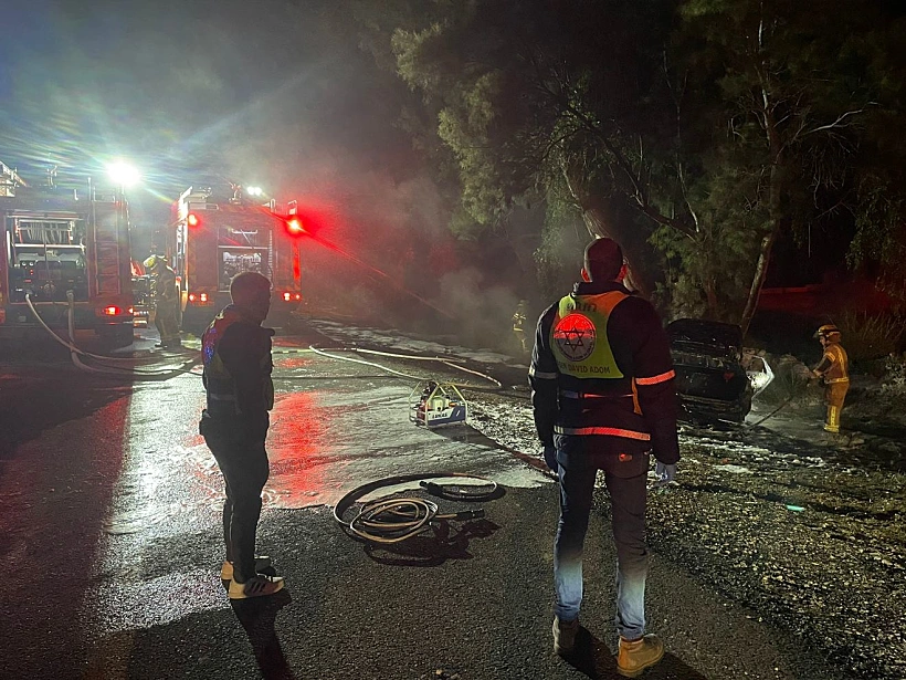 זירת התאונה בכביש 4