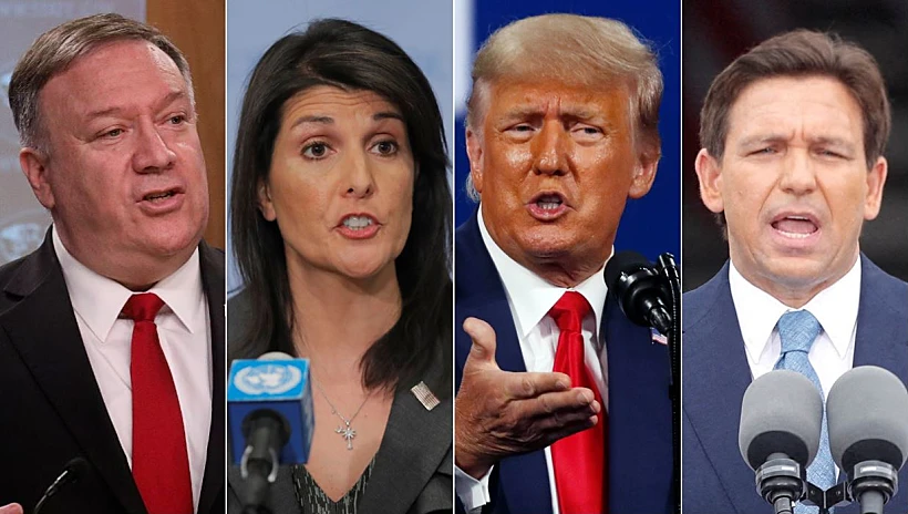 מימין: רון דה-סנטיס, דונאלד טראמפ, ניקי היילי ומייק פומפאו