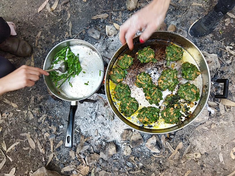 מבשלים ביחד ארוחה בטבע