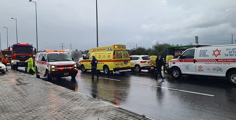 זירת התאונה סמוך למשואות יצחק