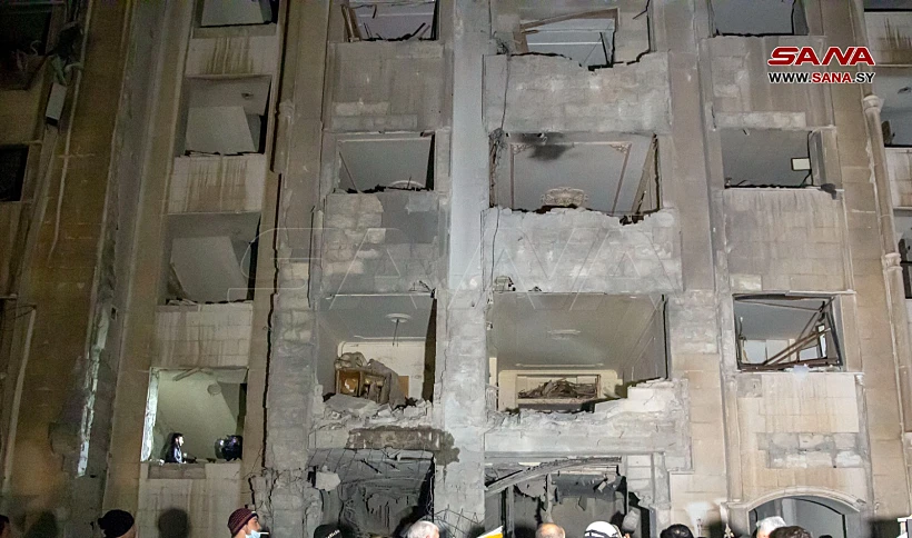 הנזק שנגרם למבנה אזרחי בכפר סוסה, שבדמשק