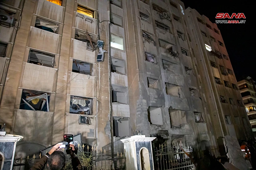 הנזק שנגרם למבנה אזרחי בכפר סוסה, שבדמשק