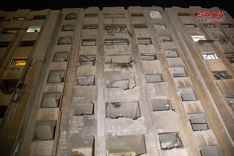 הנזק שנגרם למבנה אזרחי בכפר סוסה, שבדמשק