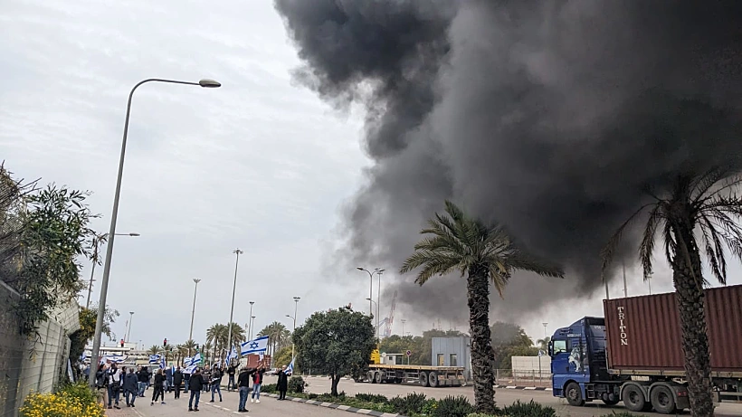 ההפגנה בנמל אשדוד