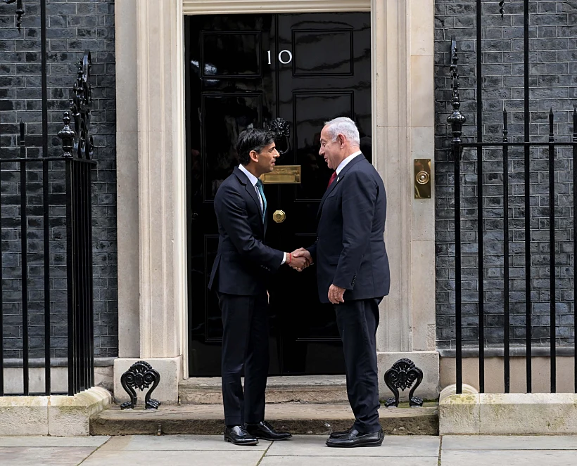 רה''מ נתניהו וראש ממשלת בריטניה רישי סונאק בדאונינג 10