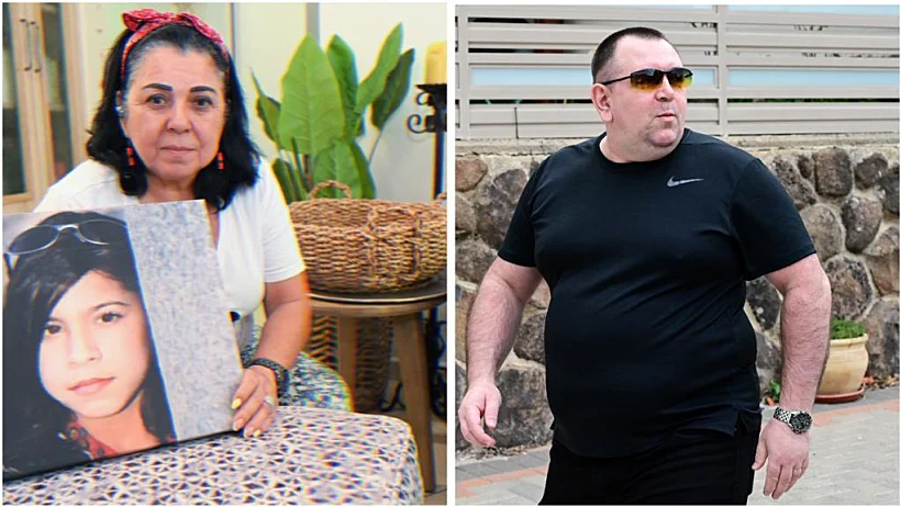 רומן זדורוב בצאתו לבית המשפט ואילנה ראדה אוחזת תמונה של תאיר