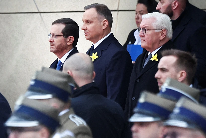 הנשיא יצחק הרצוג יחד עם נשיאי פולין וגרמניה