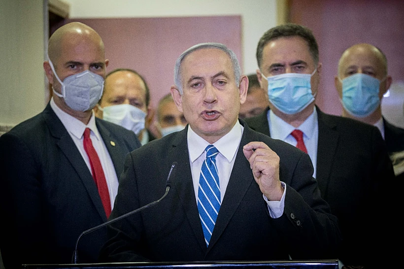 נתניהו בפתיחת משפטו לצד אוחנה, כ''ץ, ברקת והנגבי