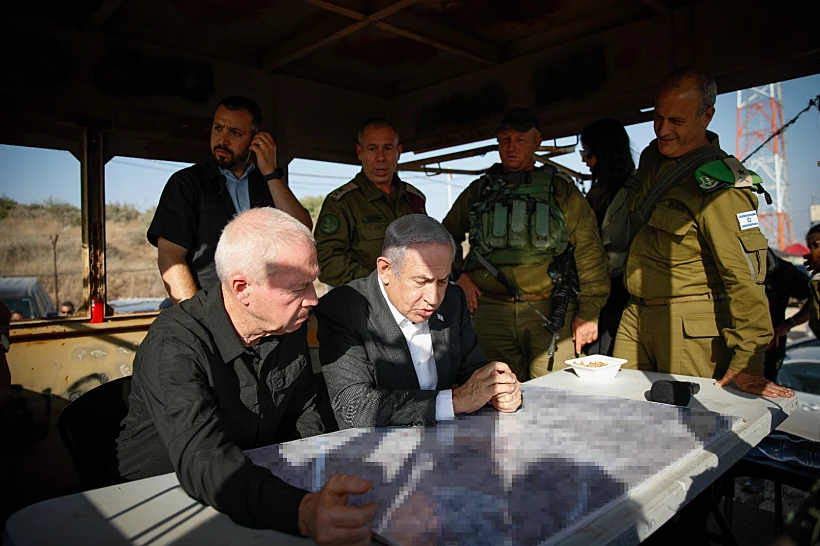 רה''מ נתניהו והשר גלנט במוצב סאלם הסמוך לג'נין